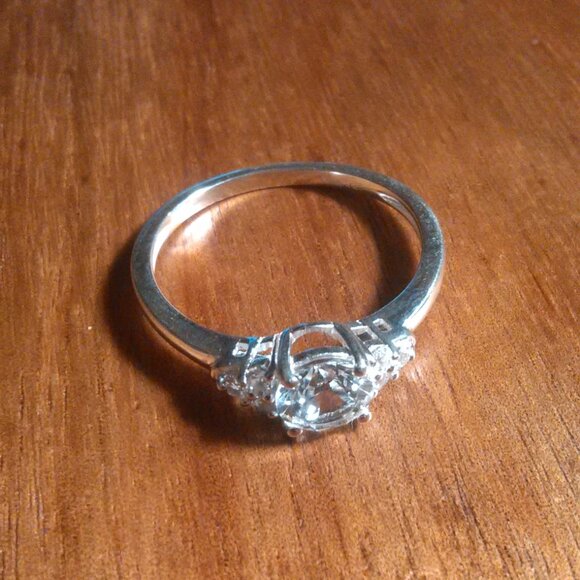 Lab Created White Sapphire Sterling Silver Radiant Promise Ring (Size 9) - Picture 5 of 16